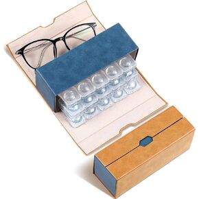Flutesan Double Sided Portable Contact Lens Case Disposable Daily Contact Lens Case 2 in 1 Double Eyeglass Case Portable Travel Contact Lens for Travel Outdoors Daily Use