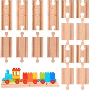 16 Pcs Straight Wooden Tracks Expansion Wood Train Track Connectors and Adapters Male Male Female Female Train Track Accessories Wood Train Track Pieces Train Bridge for Most Major Toy Trains Railway