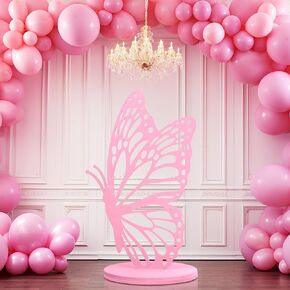 3ft Wood Butterfly Prop Large Butterfly Wings Cutout Wood Standing Butterfly Backdrop Princess Butterfly Prop Decoration for Baby Shower Birthday Butterfly Party(Pink)