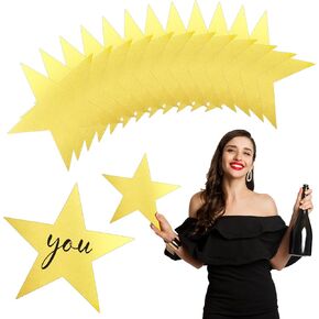 Star Cutouts, 11Inch Gold Star Cutouts, 24Pcs Double Printed Star Cardboard Cutout, Glitter Large Paper Star Decorations for Graduation Classroom Wall Wedding Movie Night Bulletin Board Party Supplies