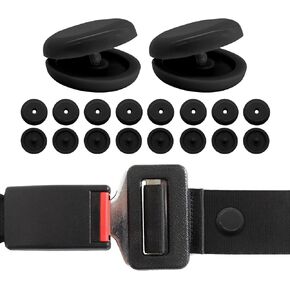 Augeny 10 Sets Seat Belt Button Stop, Plastic Seat Belt Stop Clips, Universal Snap-On System Seatbelt Buckle Stopper Button Kit, Prevent Buckle from Sliding Down, No Welding Required (Beige)