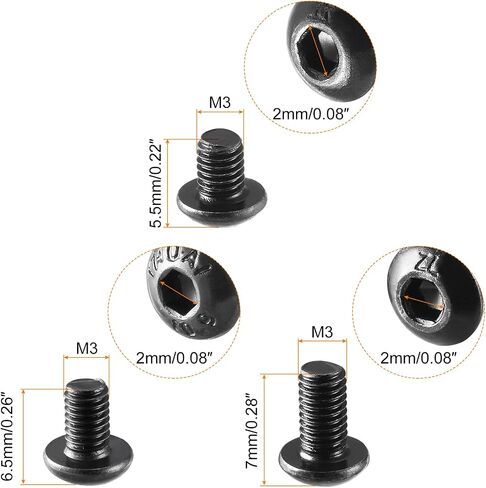 مسامير غطاء سداسية ذات رأس زر من uxcell، M3x4mm، M3x5mm وM3x6mm10.9 مسامير فولاذية من سبائك 300 قطعة in Saudi Arabia