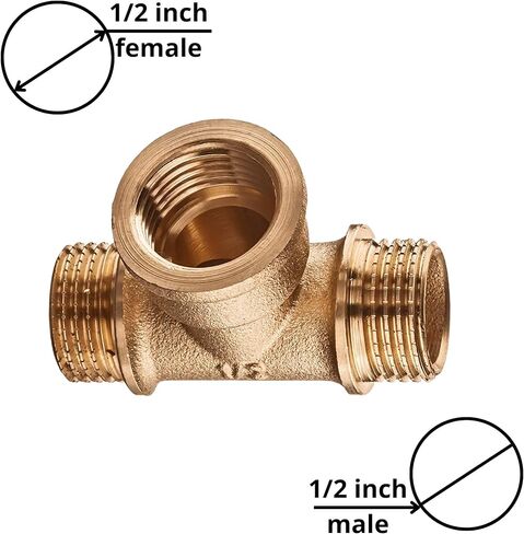 أنبوب نحاسي على شكل تي شيرت 1/2 بوصة ذكر × 1/2 بوصة أنثى × 1/2 ذكر لتوصيلات السباكة، وصلة أنابيب الحديقة in Kuwait