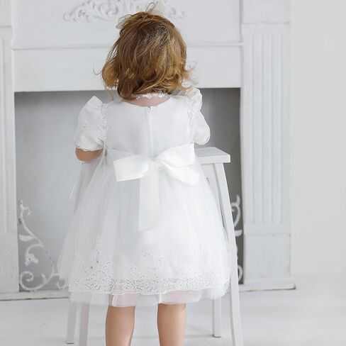 DPKM Baby Girls Lace Christening Dresses with Tulle Cloak Newborn Baptism Gown Outfit in Saudi Arabia