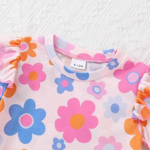 صغيرة Cutey طفل رضيع فتاة ملابس الرضع الصيف أزهار لطيفة طباعة الزي تكدرت تي شيرتات قصيرة الاكمام والسراويل 2 قطعة مجموعة in Kuwait