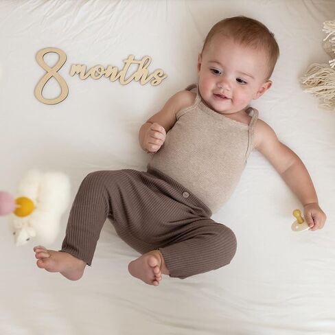 Wooden Baby Gift Bundle 7 Baby Closet Size Dividers for 0 to 24 Months 11 Baby Monthly Milestone Numbers & Birth Announcement Card Boxed for Elegant Gifting in Saudi Arabia