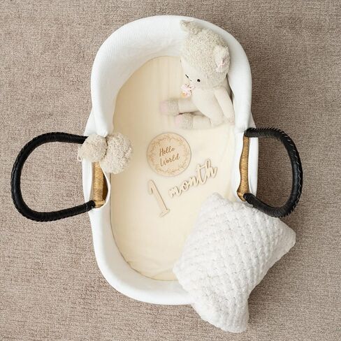 Wooden Baby Gift Bundle 7 Baby Closet Size Dividers for 0 to 24 Months 11 Baby Monthly Milestone Numbers & Birth Announcement Card Boxed for Elegant Gifting in Saudi Arabia