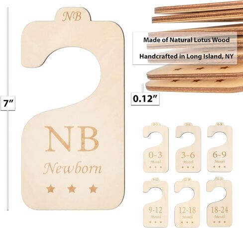 Wooden Baby Gift Bundle 7 Baby Closet Size Dividers for 0 to 24 Months 11 Baby Monthly Milestone Numbers & Birth Announcement Card Boxed for Elegant Gifting in Saudi Arabia