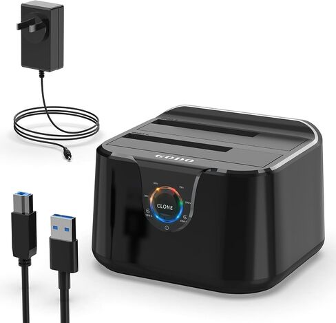 محطة إرساء محرك الأقراص الصلبة GODO M.2 NVMe & SATA، USB-C 10 جيجابت في الثانية USB 3.2 Gen 2 لمحرك الأقراص الصلبة M.2 NVMe SSD، 2.5 بوصة/3.5 بوصة SATA HDD/SSD، قاعدة استنساخ مزدوجة غير متصلة بالإنترنت in Kuwait