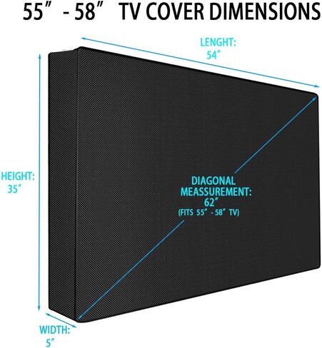 Waterproof Outdoor TV Covers for 55 to 58 inches Outside TV, 600D Thick Fabric TV Screen Protector Cover with Remote Control Pocket - Size 55''W x 35''H x 5.5''D in Saudi Arabia