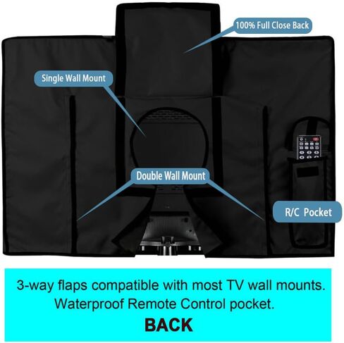 Waterproof Outdoor TV Covers for 55 to 58 inches Outside TV, 600D Thick Fabric TV Screen Protector Cover with Remote Control Pocket - Size 55''W x 35''H x 5.5''D in Saudi Arabia