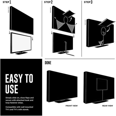 Waterproof Outdoor TV Covers for 55 to 58 inches Outside TV, 600D Thick Fabric TV Screen Protector Cover with Remote Control Pocket - Size 55''W x 35''H x 5.5''D in Saudi Arabia