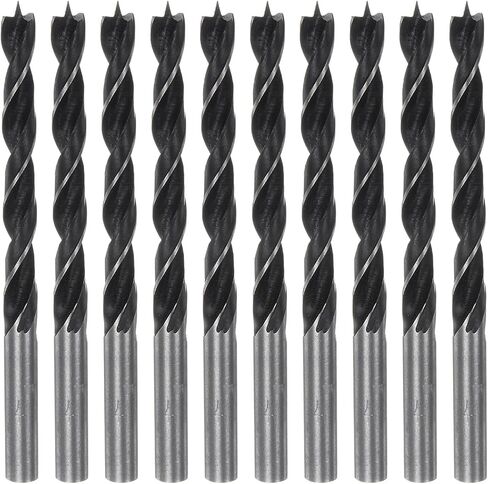 HARFINGTON 10pcs Brad Point Drill Bits 7mm(9/32") Dia Straight Round Shank Metric Brad Point Spiral Twist Drill Bits for Softwood Hardwood Plywood Plastic Rubber, Black in Saudi Arabia