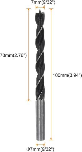 HARFINGTON 10pcs Brad Point Drill Bits 7mm(9/32") Dia Straight Round Shank Metric Brad Point Spiral Twist Drill Bits for Softwood Hardwood Plywood Plastic Rubber, Black in Saudi Arabia