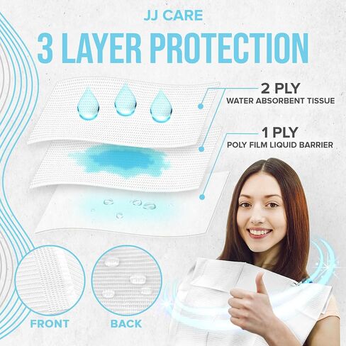 JJ CARE Dental Bibs [Pack of 125] - 13" x 18" White Dental Bibs, 3 Ply Waterproof Dentist Bibs, Dental Bibs Disposable for Eyelash Extension, Patient Bibs for Nail Art, Dental Napkins for Piercing in Saudi Arabia