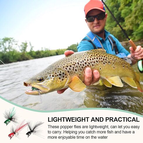 Sumind 30 Pcs Bass Poppers for Fly Fishing, Size 8 and 10 in Kuwait
