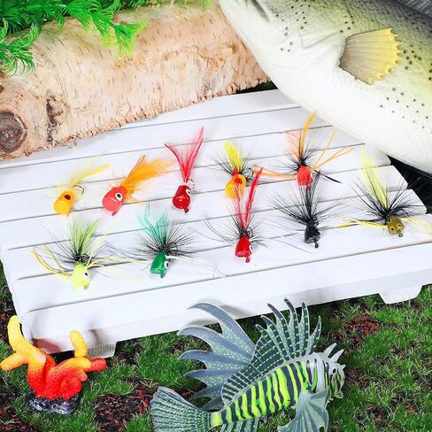 Sumind 30 Pcs Bass Poppers for Fly Fishing, Size 8 and 10 in Kuwait