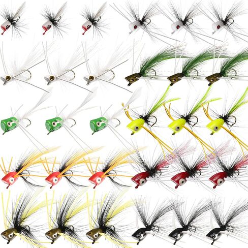 30 Pieces Fishing Lures Kit Bass Poppers Lures Colorful Fishing Bait Lures with Hooks for Freshwater Panfish Fishing Assortment in Saudi Arabia