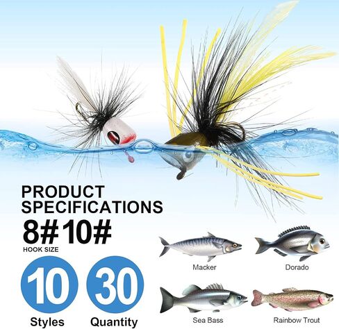 30 Pieces Fishing Lures Kit Bass Poppers Lures Colorful Fishing Bait Lures with Hooks for Freshwater Panfish Fishing Assortment in Saudi Arabia