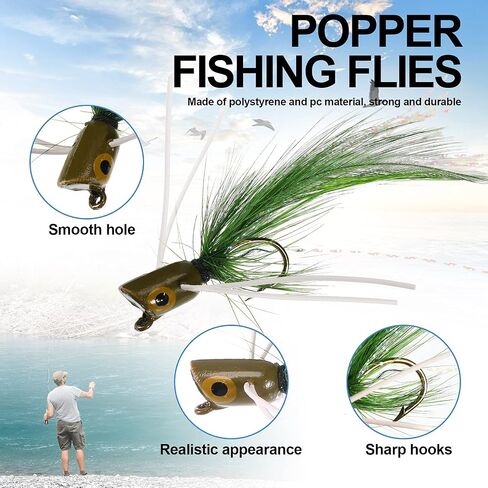 30 Pieces Fishing Lures Kit Bass Poppers Lures Colorful Fishing Bait Lures with Hooks for Freshwater Panfish Fishing Assortment in Saudi Arabia