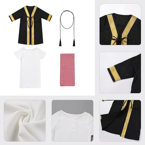 IMEKIS Newborn Baby Boys Muslim Abaya Set With Hijab Dubai Long Sleeve Golden Trimming Kaftan Infant Islamic Arabic Clothes in Saudi Arabia