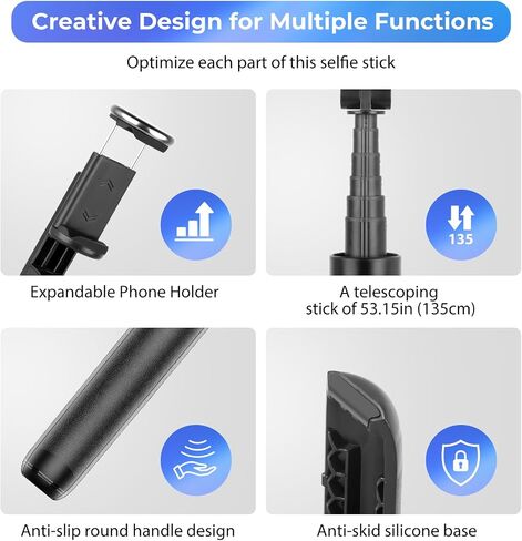 Torjim 60" Phone Tripod & Selfie Stick, All in One Extendable Cell Phone Tripod with Remote Shutter for Live Streaming/Video Recording, Upgraded iPhone Tripod Stand Compatible with iOS/Android（Black） in Saudi Arabia