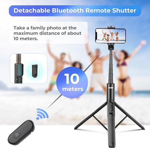 Torjim 60" Phone Tripod & Selfie Stick, All in One Extendable Cell Phone Tripod with Remote Shutter for Live Streaming/Video Recording, Upgraded iPhone Tripod Stand Compatible with iOS/Android（Black） in Saudi Arabia