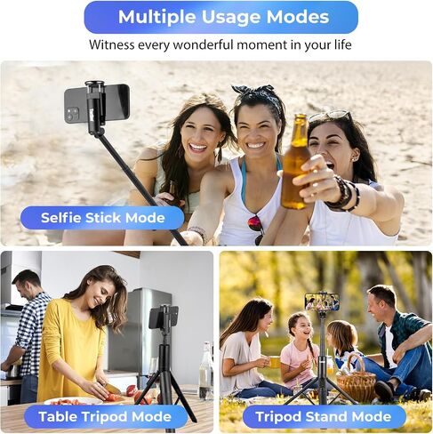 Torjim 60" Phone Tripod & Selfie Stick, All in One Extendable Cell Phone Tripod with Remote Shutter for Live Streaming/Video Recording, Upgraded iPhone Tripod Stand Compatible with iOS/Android（Black） in Saudi Arabia