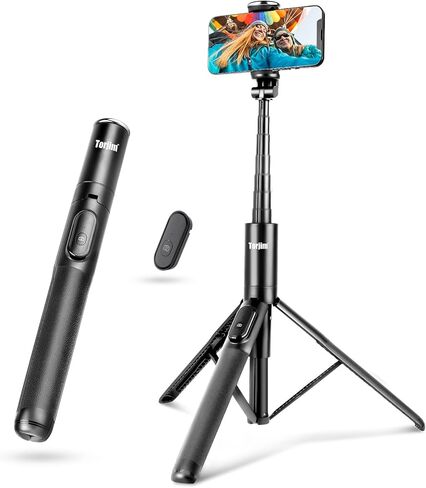 Torjim 60" Phone Tripod & Selfie Stick, All in One Extendable Cell Phone Tripod with Remote Shutter for Live Streaming/Video Recording, Upgraded iPhone Tripod Stand Compatible with iOS/Android（Black） in Saudi Arabia