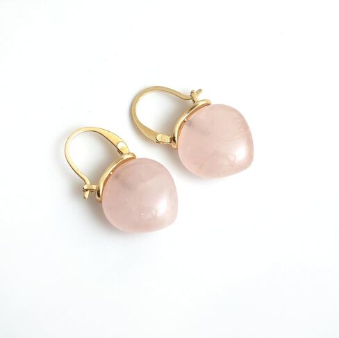 Gempires Mother's Day Gift Smoky Quartz Hoop Earrings for Women, Drop Earrings, Trendy, Dangling, 15mm Pear shape Crystal, Fancy, 14k Gold Plated Jewelry, Gift for Her in Saudi Arabia