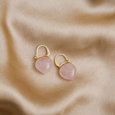 Gempires Mother's Day Gift Smoky Quartz Hoop Earrings for Women, Drop Earrings, Trendy, Dangling, 15mm Pear shape Crystal, Fancy, 14k Gold Plated Jewelry, Gift for Her in Saudi Arabia
