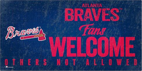 لافتة ترحيب لمحبي MLB Atlanta Braves للجنسين من Atlanta Braves، لون الفريق، 6 × 12 in Saudi Arabia