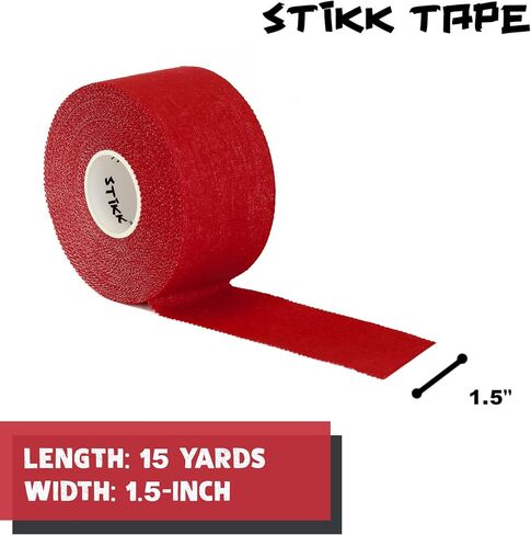 شريط رياضي STIKK - شريط رياضي أحمر 3pk - 1.5 بوصة × 15 ياردة - شريط رياضي لتثبيت ودعم العضلات والمفاصل - لوازم التدريب الرياضي للحماية من الإصابات الرياضية in Kuwait