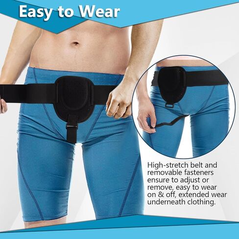 Hernia Belt for Men Inguinal, Hernia Belts for Men, Adjustable Men Hernia Support Belt - for Left or Right Side Groin Pain Relief with Removable Compression Pads (Black) in Saudi Arabia