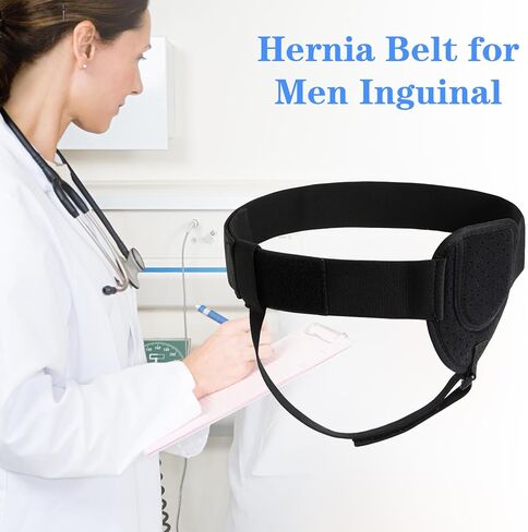 Hernia Belt for Men Inguinal, Hernia Belts for Men, Adjustable Men Hernia Support Belt - for Left or Right Side Groin Pain Relief with Removable Compression Pads (Black) in Saudi Arabia