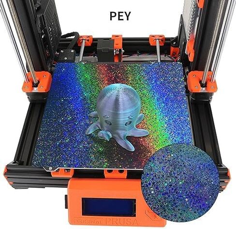 منصات الطابعة ثلاثية الأبعاد Imdinnogo MK3S MK3S+ MK52 أحدث ملحقات الترقية: طلاء PEI بنسيج 253.8 × 241 مم - صفيحة فولاذية زنبركية خاصة ملونة ولامعة من فيلم PEY لـ Prussa i3 MK2.5S MK3 BCZAMD in Kuwait