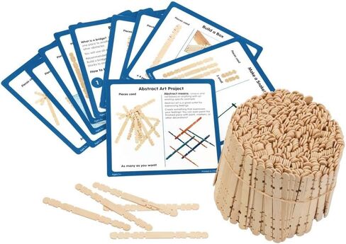 Colorations Wooden Building Craft Sticks, Set of 600, Wooden Building Craft Sticks, Brain Training Steam Activity, 10 Activity Guides for Building Different Structures,Kids STEM & STEAM Craft,Ages 3+ in Saudi Arabia