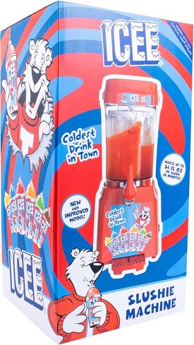 صانع سلوشي على سطح الطاولة من آي سي إي إي هوم. جديد لعام 2024. يُنتج ما يصل إلى 34 أونصة سائلة من الثلج البارد IceE Slushy. اصنعي سلاش مثلج بارد في المنزل! بضائع ICEE مرخصة رسميًا من Fizz Creations in Kuwait