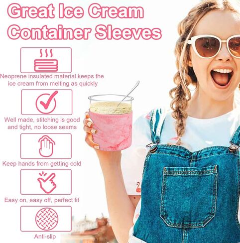 Juome Ice Cream Neoprene Sleeve لملحقات Ninja Creami Deluxe Pints، 4 عبوات من الأكمام المعزولة القابلة لإعادة الاستخدام المتوافقة مع NC500 NC501 Series Creami Deluxe Ice Cream Makers (الحاويات غير متضمنة) in Kuwait