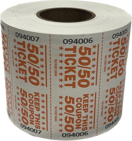 The Ticket Gurus 50/50 Marquee Raffle Tickets - 1000/Roll Easy Read Series (Orange) in Saudi Arabia