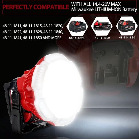 فانوس تخييم LED 2400LM لبطارية ميلووكي m18، ضوء عمل LED 24 وات لإصلاح السيارات والتخييم والطوارئ والإعصار والمشي لمسافات طويلة وصيد الأسماك (البطارية غير متضمنة) in Kuwait