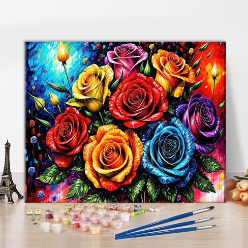TUMOVO Animals Paint by Numbers, Elephant Paint by Numbers, Acrylic Painting Kit with Brushes and Pigment, Oil Painting Kit Paint by Numbers for Wall Decor, 16x20 Inch, Frameless in Saudi Arabia