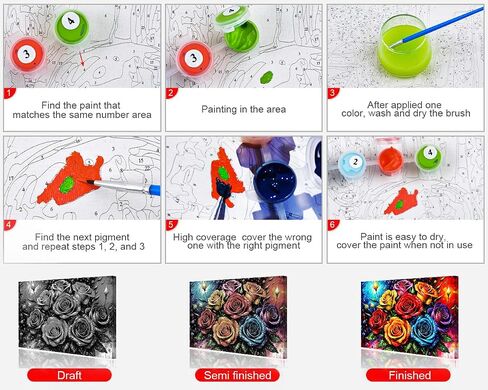 TUMOVO Animals Paint by Numbers, Elephant Paint by Numbers, Acrylic Painting Kit with Brushes and Pigment, Oil Painting Kit Paint by Numbers for Wall Decor, 16x20 Inch, Frameless in Saudi Arabia