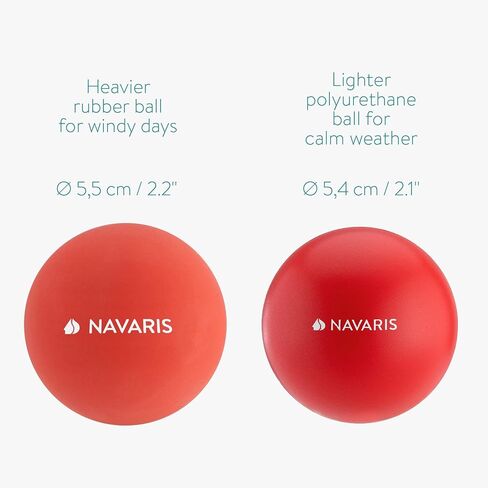 Navaris Wooden Beach Rackets Set - Includes 2 Wooden Paddles and 2 Balls - Varnished Outdoor Wood Paddle Bat Ball Game for Park or Garden - Blue in Saudi Arabia