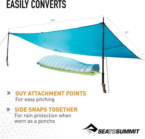 معطف مطر من Sea to Summit Ultra-SIL Nano Tarp Poncho 4 في 1، غطاء حزمة، ملاءة أرضية، ومأوى، ليموني in Saudi Arabia