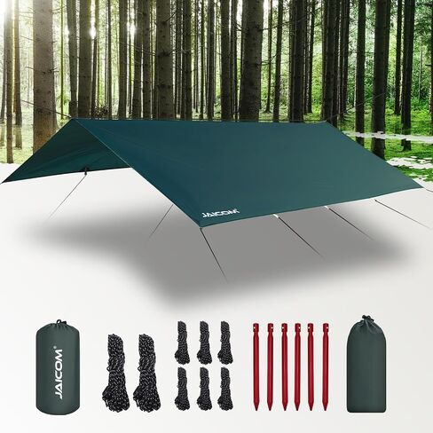 JAICOM Waterproof Camping Tarp - 10X10ft Hammock Rain Fly, Ultralight & Portable & UV Protection Backpacking Tarp, Multifunctional for Outdoor Adventure, Hiking, Tent, Hammock in Saudi Arabia