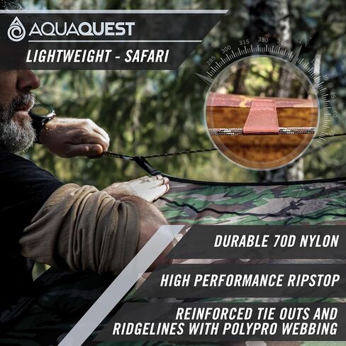 AquaQuest Safari Tarp – Lightweight Waterproof (5,000mm) Seam-Taped Ripstop Rain Fly for Backpacking, Thru-Hiking & Hammock Camping in Kuwait