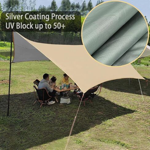 قماش القنب خفيف الوزن للتخييم مقاوم للماء من البولي يوريثان 3000 UV50+ خيمة أرجوحة من قماش القنب الفاخر مأوى للمطر لتغطية الأرض ومظلة من الشمس في الفناء وحقيبة الظهر (أخضر زيتوني، 10 × 13 قدم) in Saudi Arabia