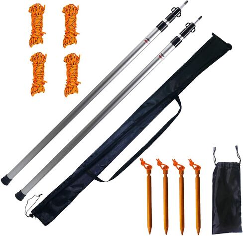 Orgrimmar مجموعة أعمدة قماش القنب القابلة للتعديل من 2 قضبان ألومنيوم متداخلة قابلة للحمل وخفيفة الوزن بديلة لأعمدة الخيمة للتخييم والمظلة وحقيبة الظهر والمشي لمسافات طويلة وأرجوحة المطر in Kuwait