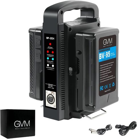 GVM 2 Packs 95Wh 6600mAh V Mount Battery with Charger+Power Cable Compatible Video Camera Camcorder Broadcast LED Light Replacement Brick for DSLR, Camera Battery with D-Tap and DC Output USB Ports in Saudi Arabia
